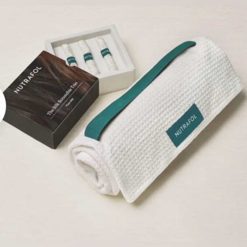 Nutrafol Quick Dry Hair Towel Microfiber + Nutrafol Hair Silk Scrunchies - Picture 3 of 10